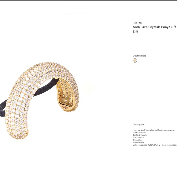 Lelet NY Gold Plated  Crystal Paved Ponytail Hair Ponytail Cuff NWT - Picture 4 of 8